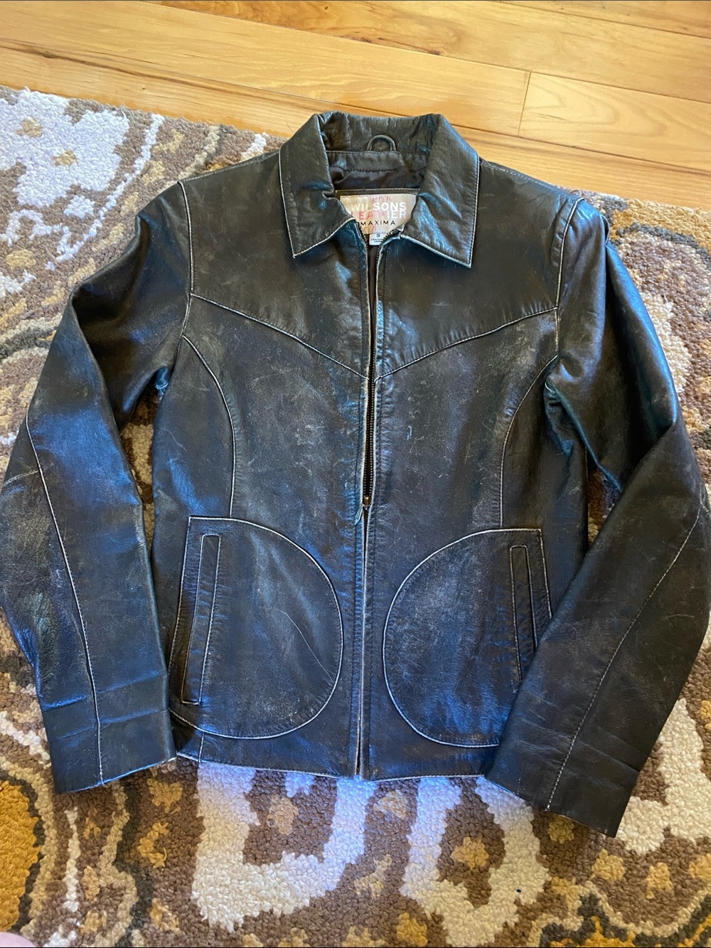 Wilson’s Leather Maxima Lined Leather Distressed Jacket Like NEW